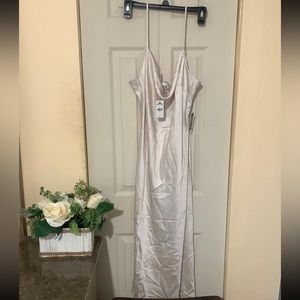 NWT Express white cowl neck satin dress/ Size large